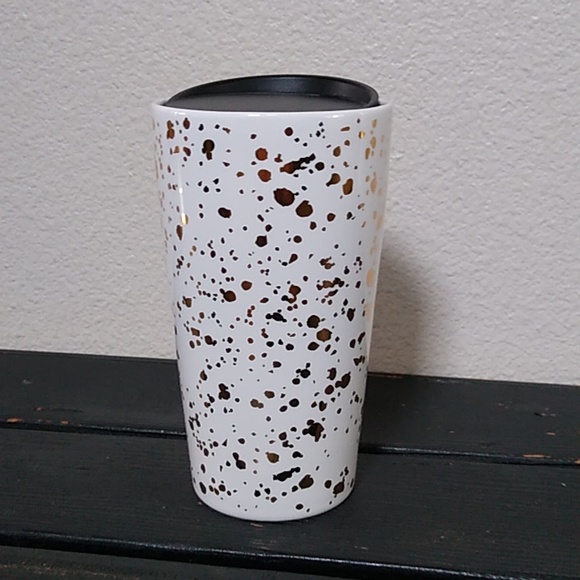 Starbucks Gold Flecked White Holiday Ceramic Tumbler 12 oz 2019 Collection - Picture 2 of 6